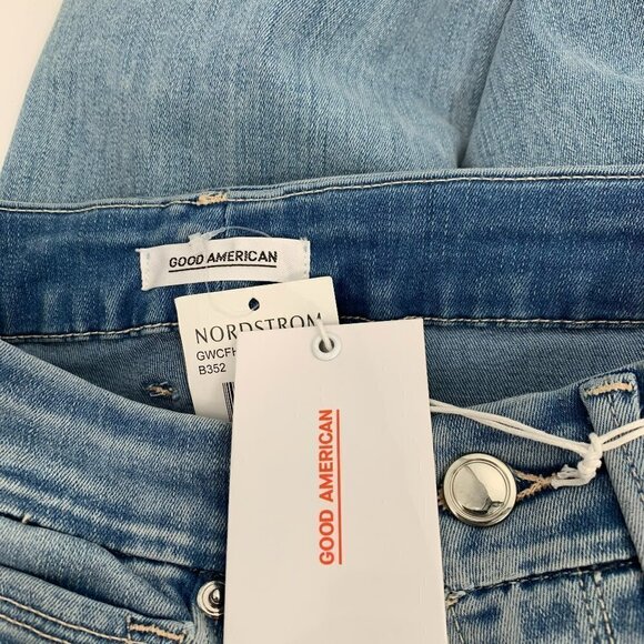 Good American Waist raw frayed jeans high rise skinny knee distress new 26 2 - Picture 5 of 5